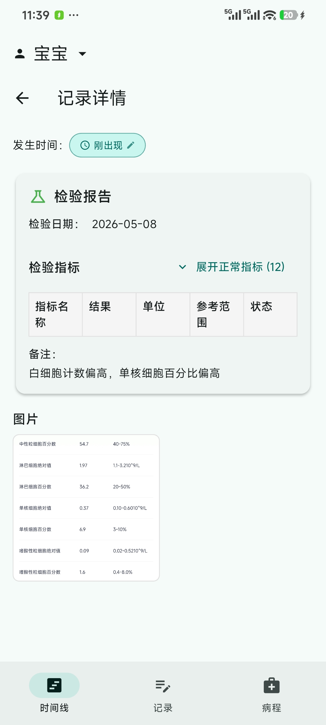 记录中的报告单附件